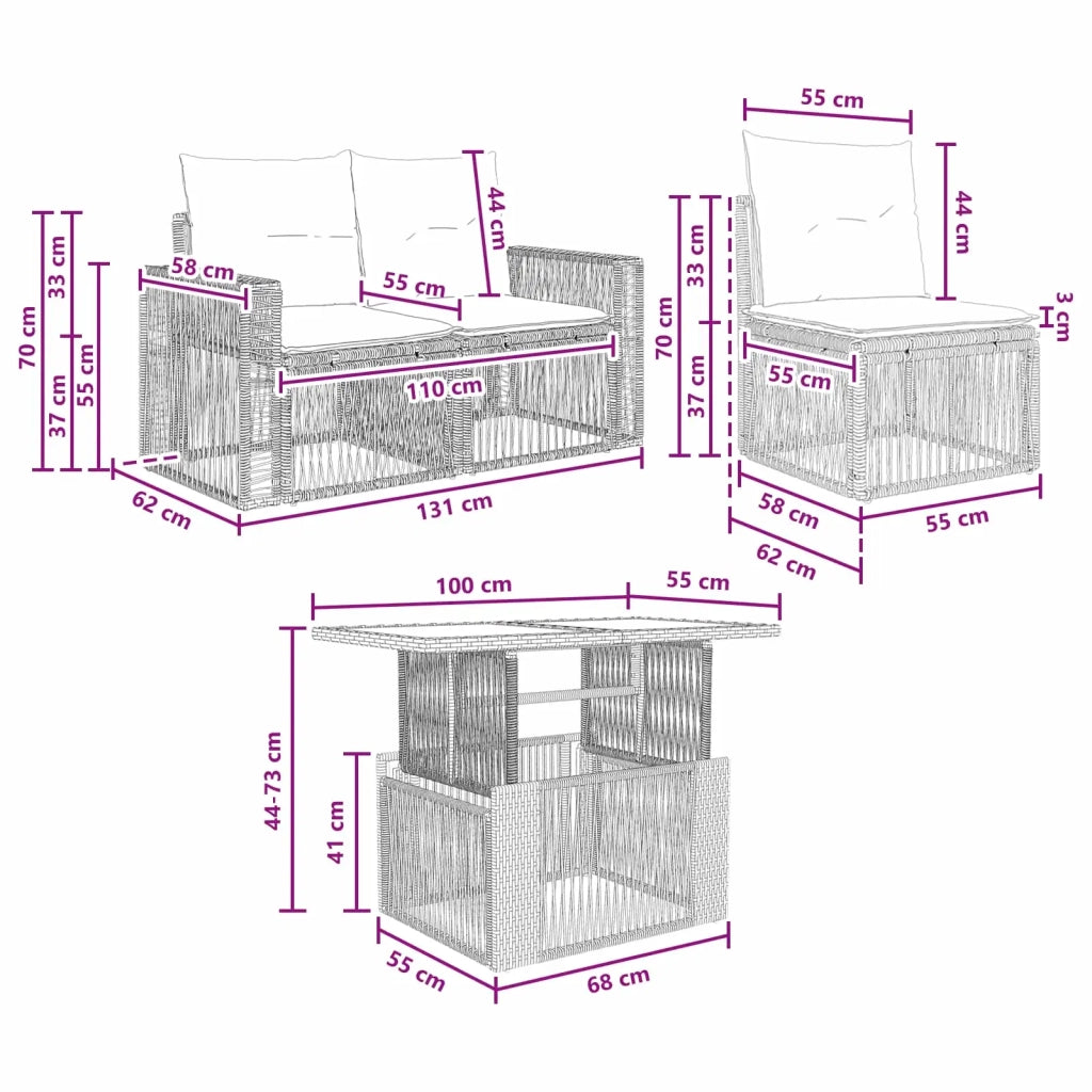 Set Divano da Giardino 8 pz Grigio e Grigio Scuro polyrattan 3436754