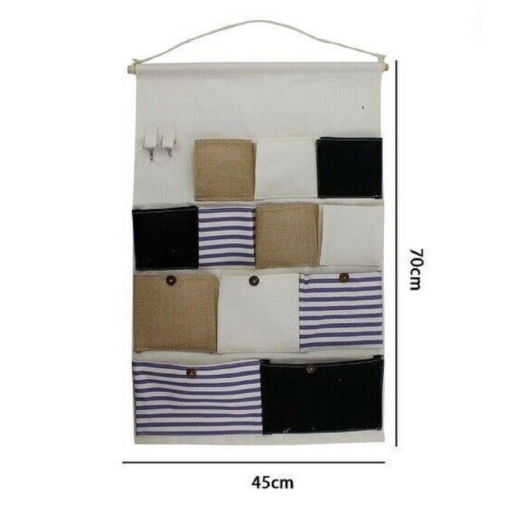 Trade Shop - Porta Oggetti Organizer Da Appendere 12 Tasche In Tessuto Bagno Camera 10482 -