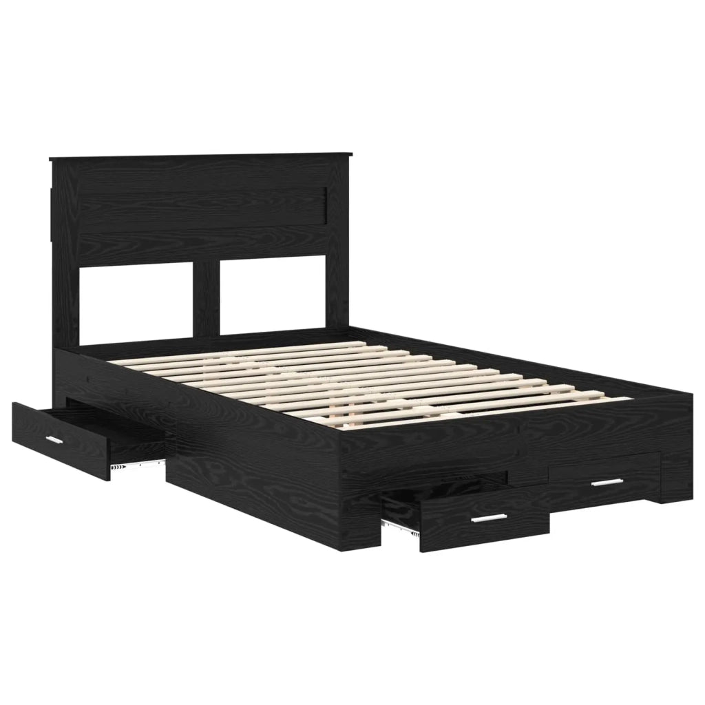 Letto matrimoniale | Letto per adulti | Struttura del letto Rovere Nero 135 x 190 cm Legno multistrato