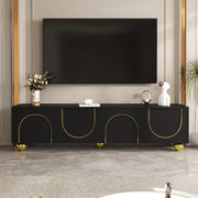 Mobile TV elegante nero con dettagli dorati