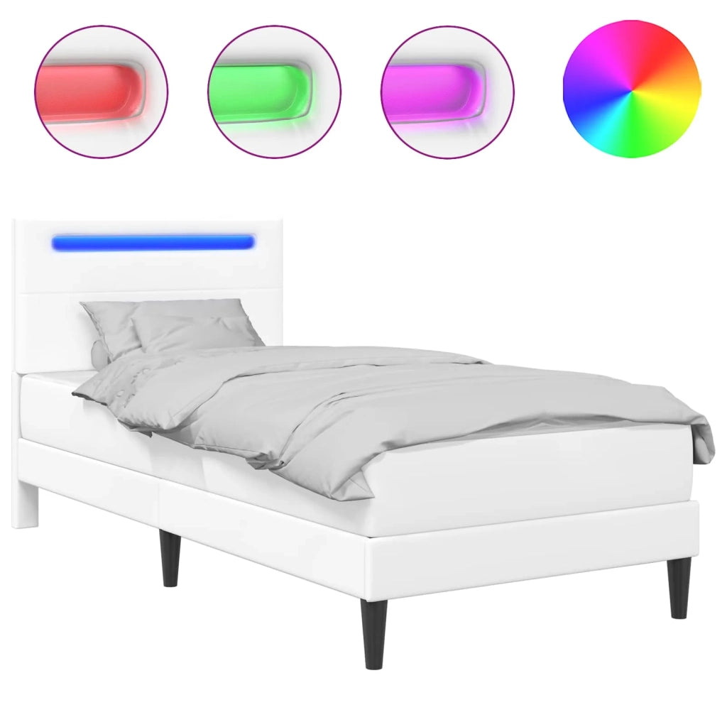 Letto singolo | Letto per adulti | Struttura del letto con testiera Bianco 80 x 200 cm Similpelle