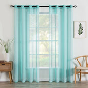 Tende di vetro trasparenti - 2 pannelli - 140 cm x 145 cm - blu turquesa