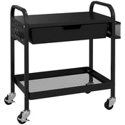 Carrello multiuso con cassetto e ripiano ¨C Zephmum ¨C Nero