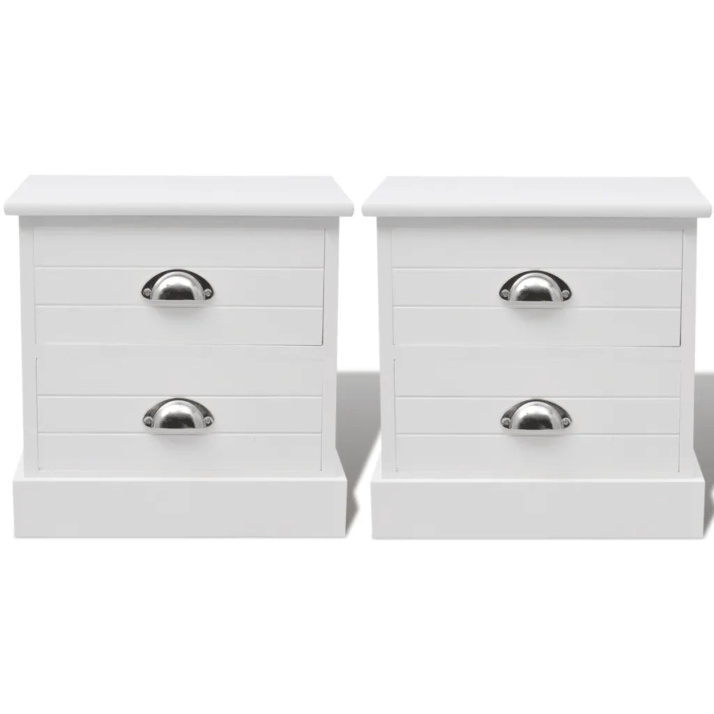 Comodini | Armadio da Notte | Mobiletto da notte In Stile Francese 2 Pezzi Bianco