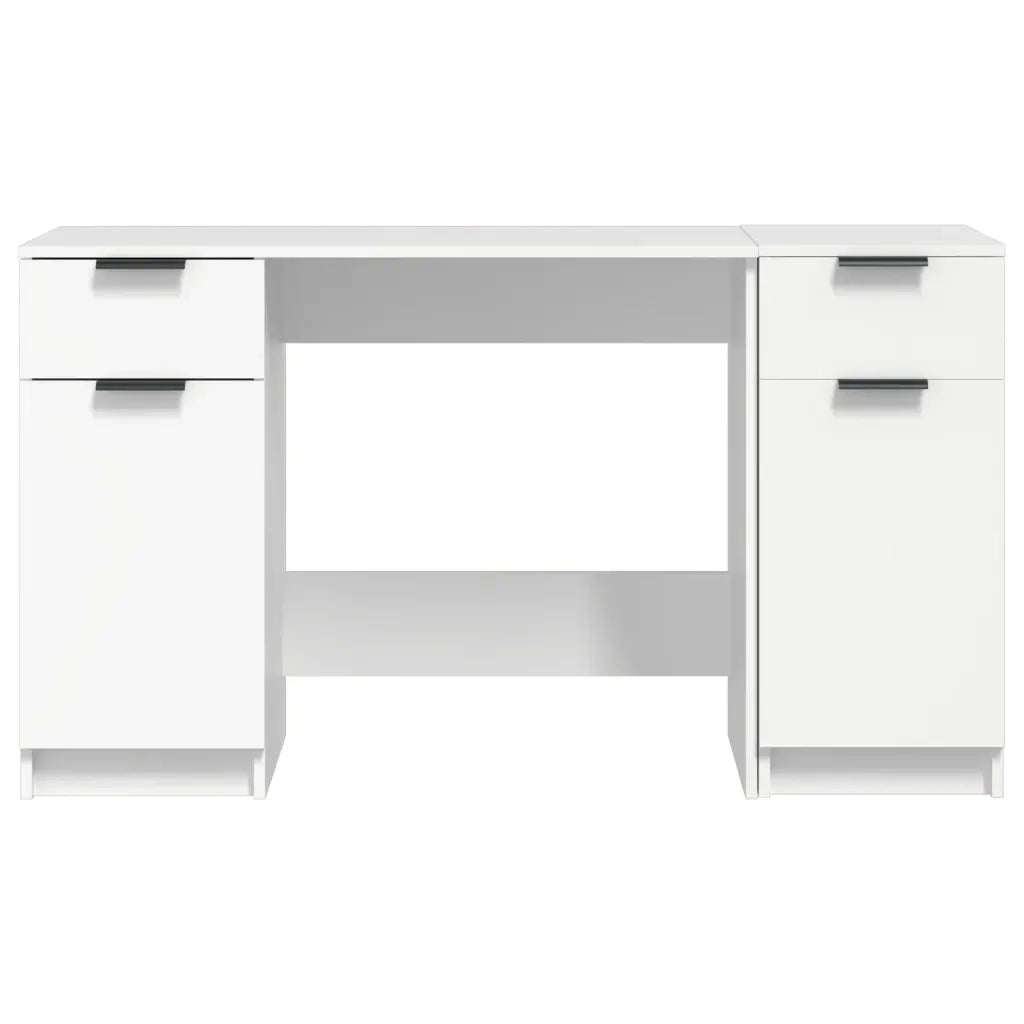 Scrivania con Mobile Laterale-Scrivanie per ufficio e studio Bianco in Legno Multistrato