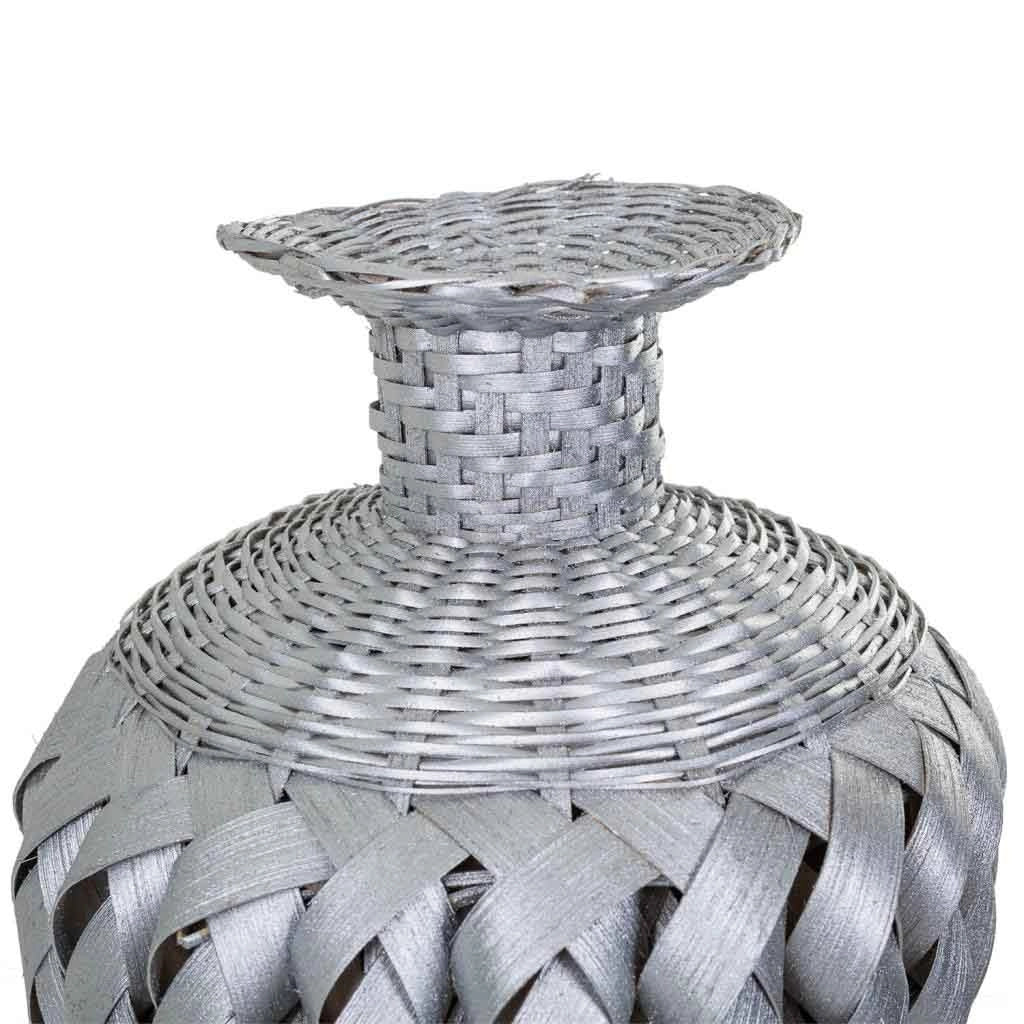 Vaso in bambù laccato argento 15x26x36h