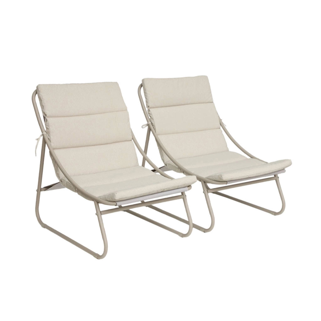 Set 2 sedie sdraio in acciaio, beige
