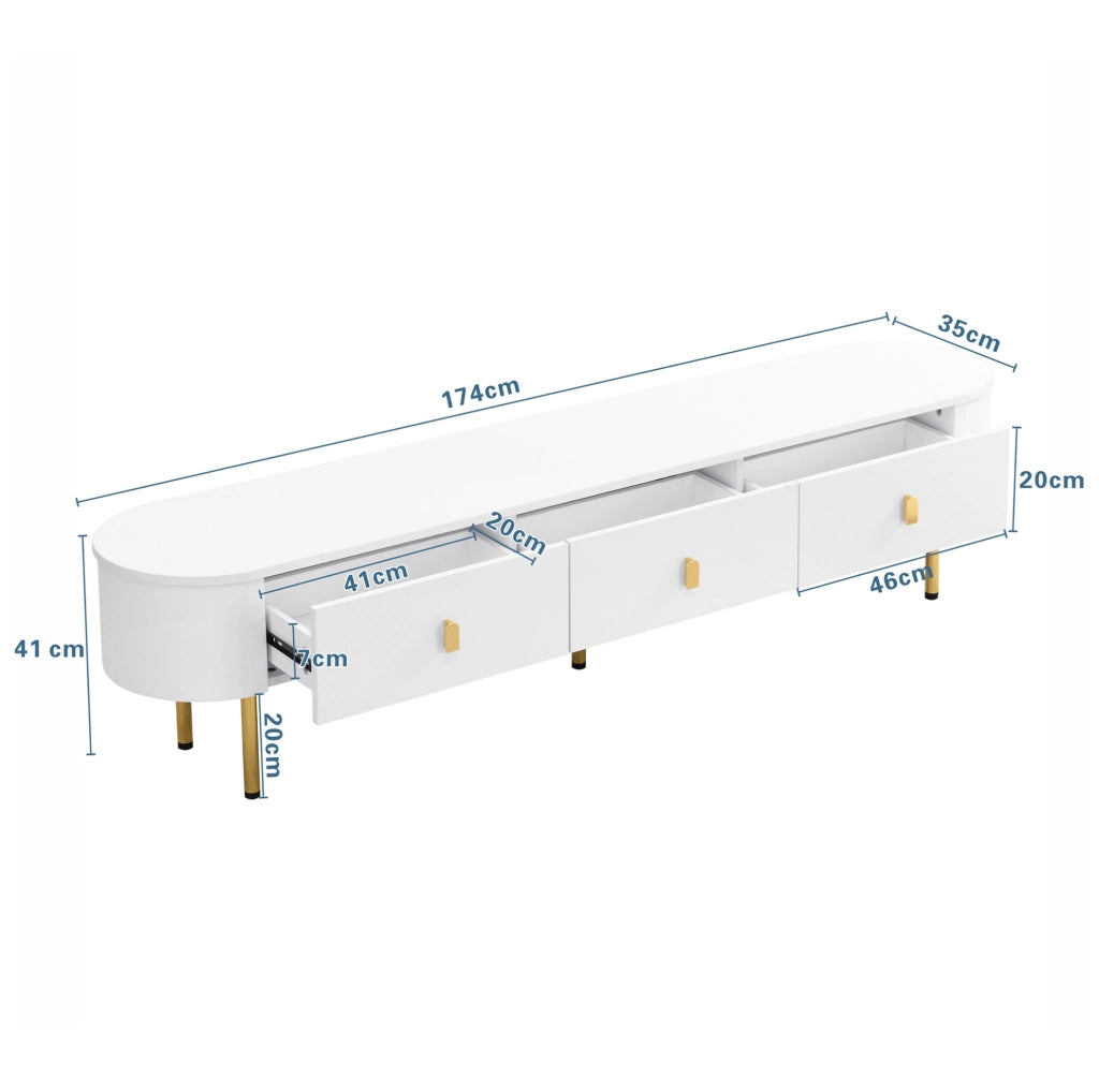 Set tavolino da caffè e mobile TV con cassetti; MDF; bianco e oro