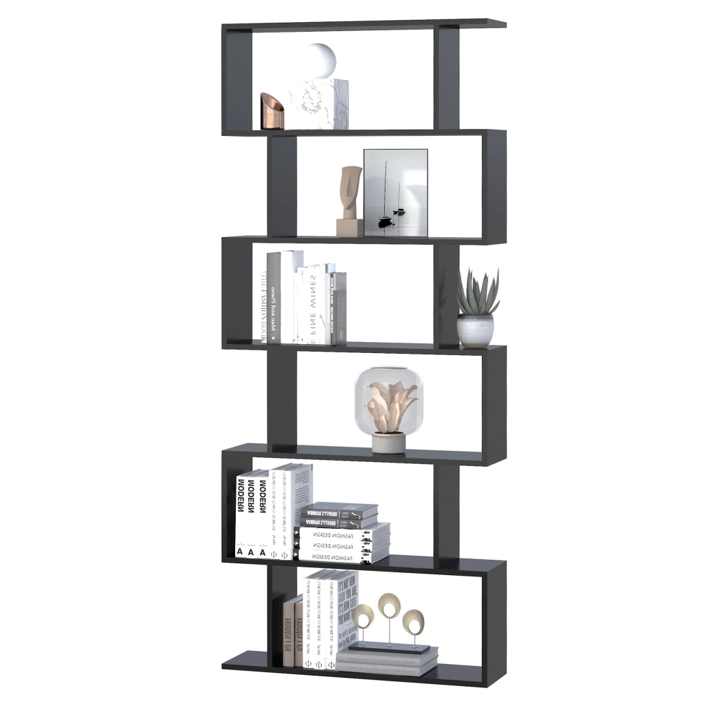 Libreria con 6 ripiani ¨C Xylo ¨C legno nero 80x23x192 cm