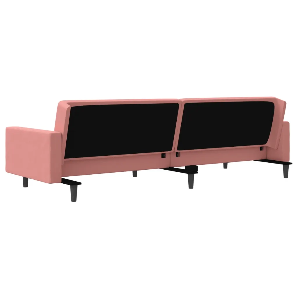 Divano letto | Sof¨¤ letto | Letto singolo a 2 Posti con 2 Cuscini Rosa in Velluto