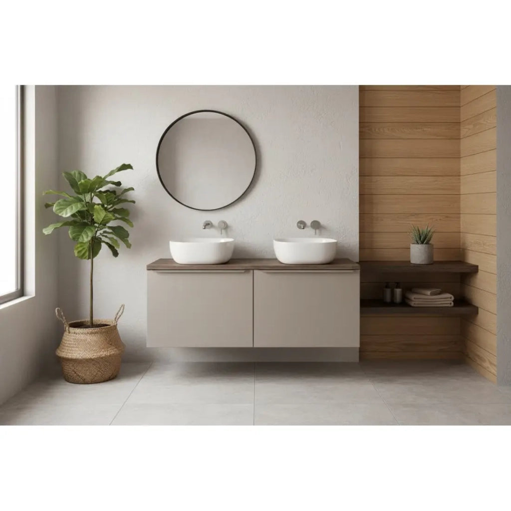 Piano lavabo VANTA rovere scuro 120 cm – Mensola da bagno