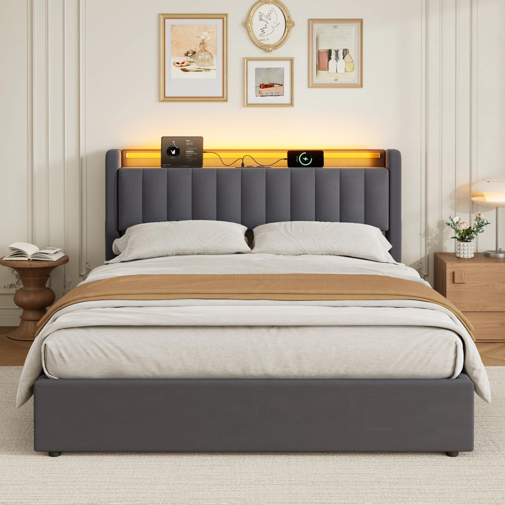 Letto contenitore 160x200 cm, colore grigio