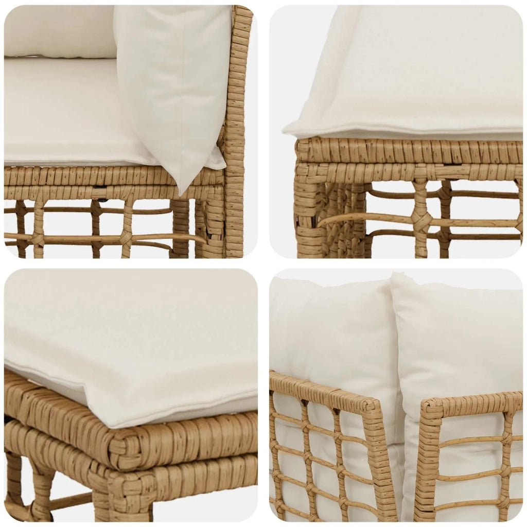 Loveseat da esterno 2 pz Naturale e Bianco Crema polyrattan CFW4511238