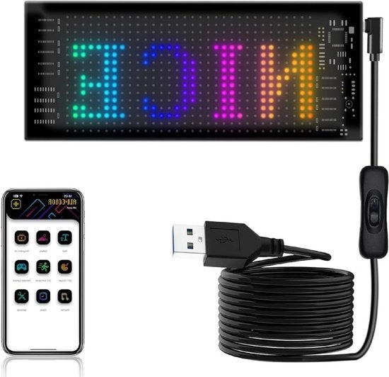 Pannello LED RGB USB programmabile - Animazione di testo - Display rotante per Auto, Bar, Hotel, Concerto.