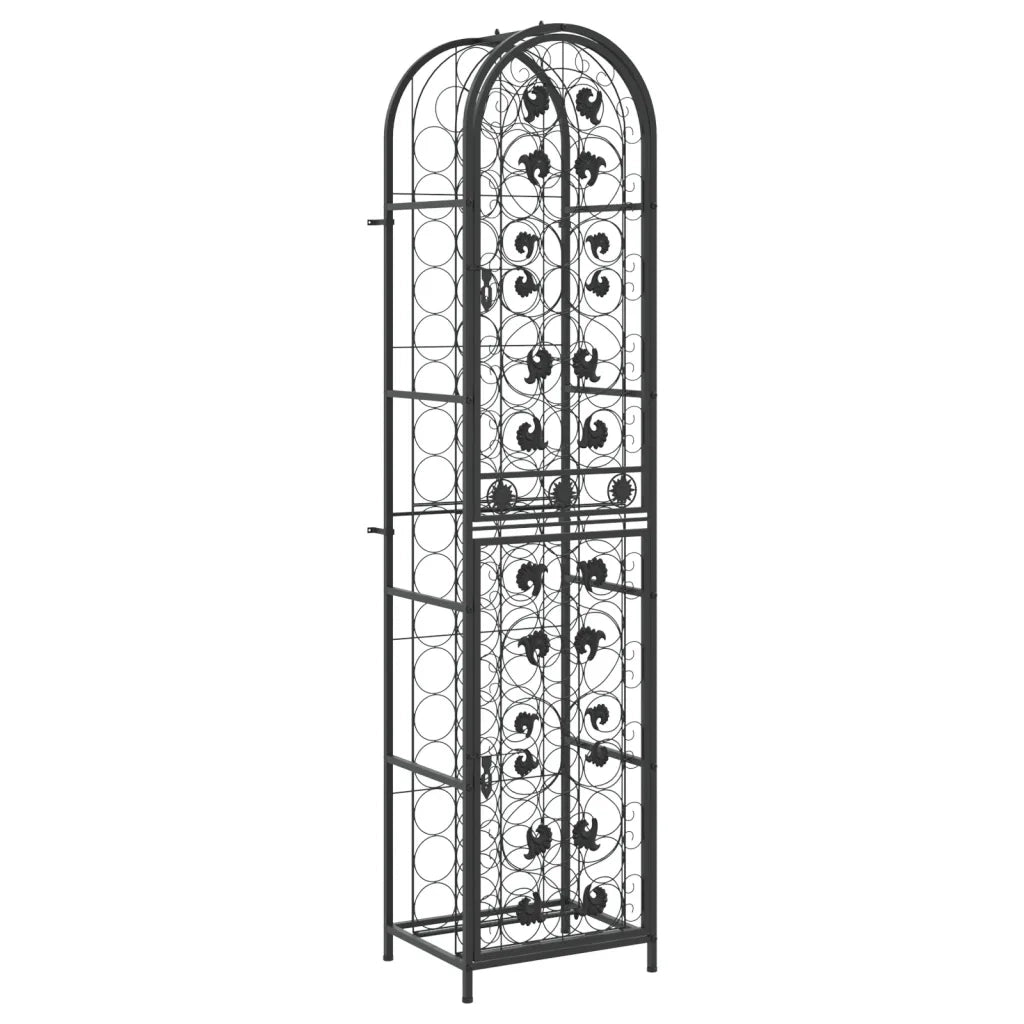 Portavini da 73 Bottiglie Nero 45x36x200cm in Ferro Battuto 358371
