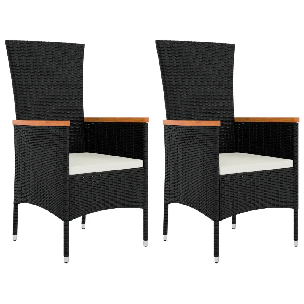 Set Mobili da Giardino 3 pz Nero Polyrattan e Acciaio 3157658