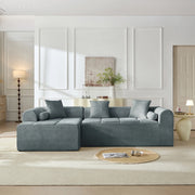 Divano 263x132,5 cm in tessuto chenille blu con tasca laterale integrata