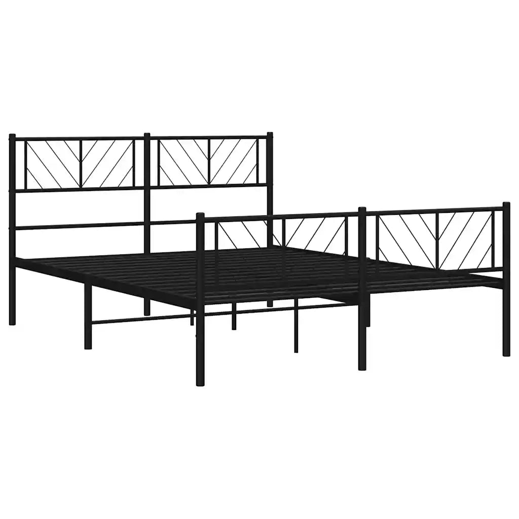 Giroletto con Testiera e Pediera-Struttura Letto Metallo Nero 150x200 cm 842415