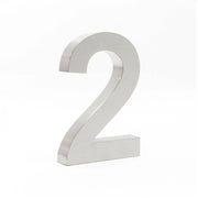 Targa con numero civico "2" in acciaio pregiato 20 cm Arial 3D materiale di montaggio 16_0001426