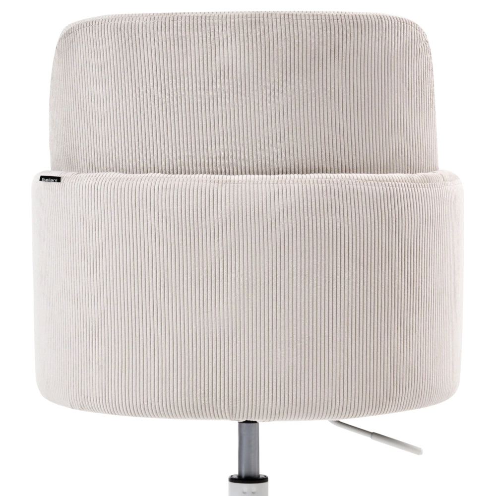 Sedia da ufficio in velluto a coste beige chiaro girevole con braccioli regolabile in altezza