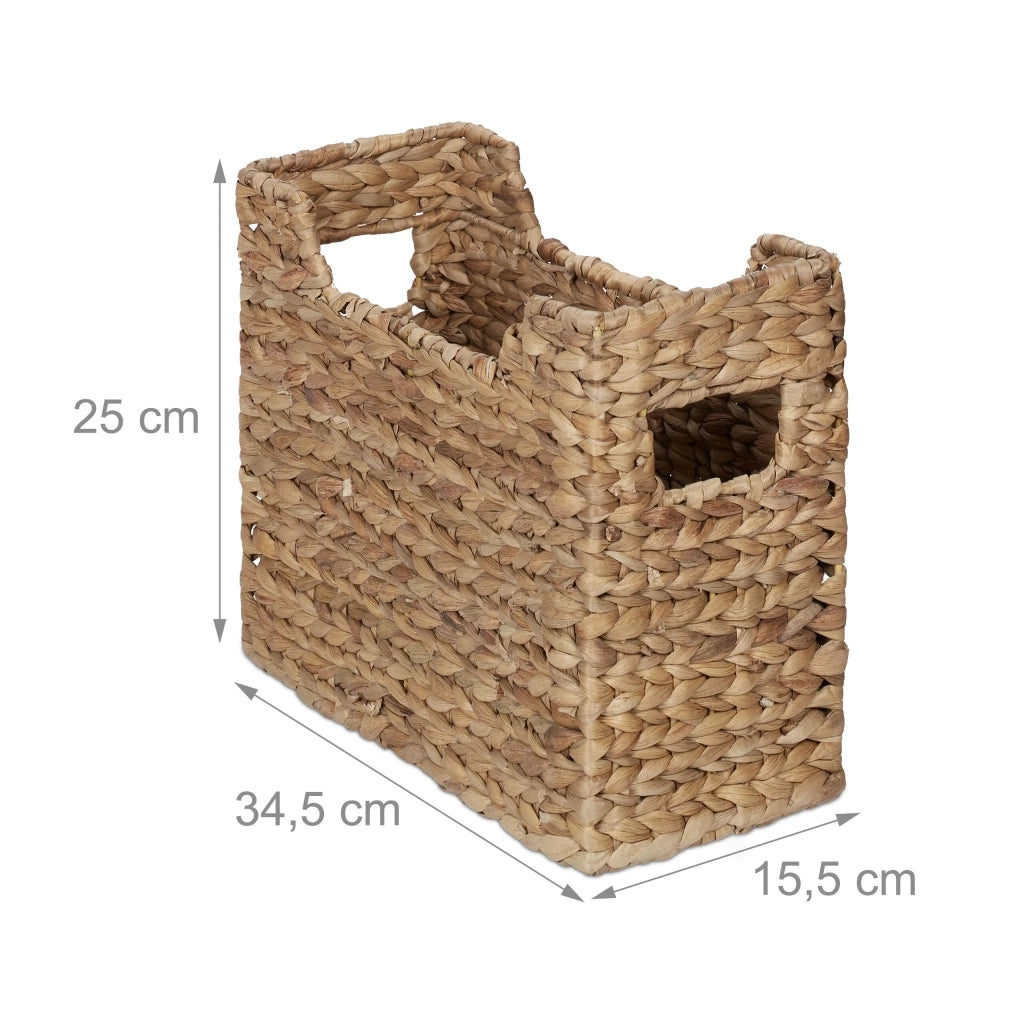 Portariviste in giacinto d'acqua design naturale intrecciato ufficio 30 x 20 x 30 cm con maniglie in giacinto d'acqua 13_0014908