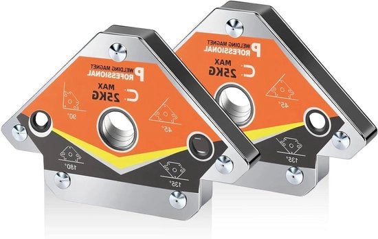 Set di magneetti per posizionamento di laser da 25 kg - 2 pezzi - Angoli di posizionamento 45°, 90°, 135° e 180°