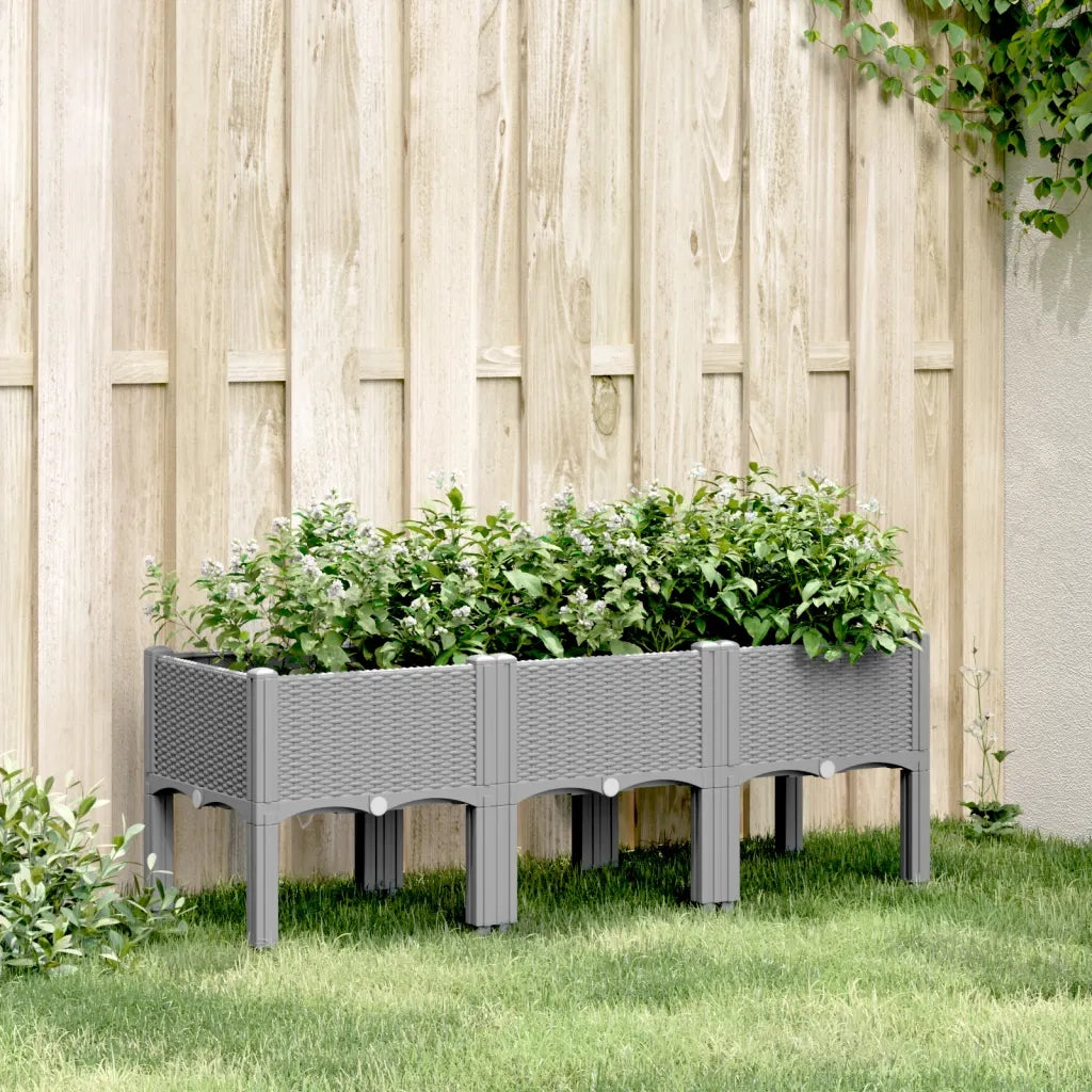 Fioriera | Cassetta per fiori | Vaso da Giardino con Gambe Grigio Chiaro 120x40x42 cm in PP