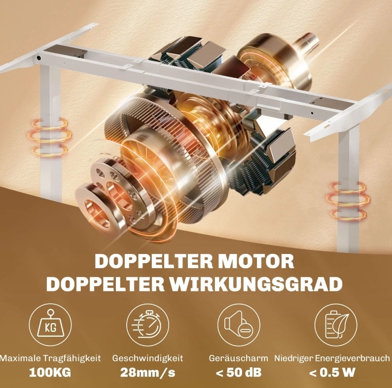 Struttura Scrivania Regolabile Elettricamente con Doppio Motore, Controllo a 3 Memorie, Bianco, Dimensioni 83-130x70-118 cm