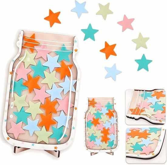 Vaso di riconoscimento personalizzato per bambini - Vaso di riconoscimento motivante con stelle della scuola - Jar di riconoscimento per comportamento positivo in classe