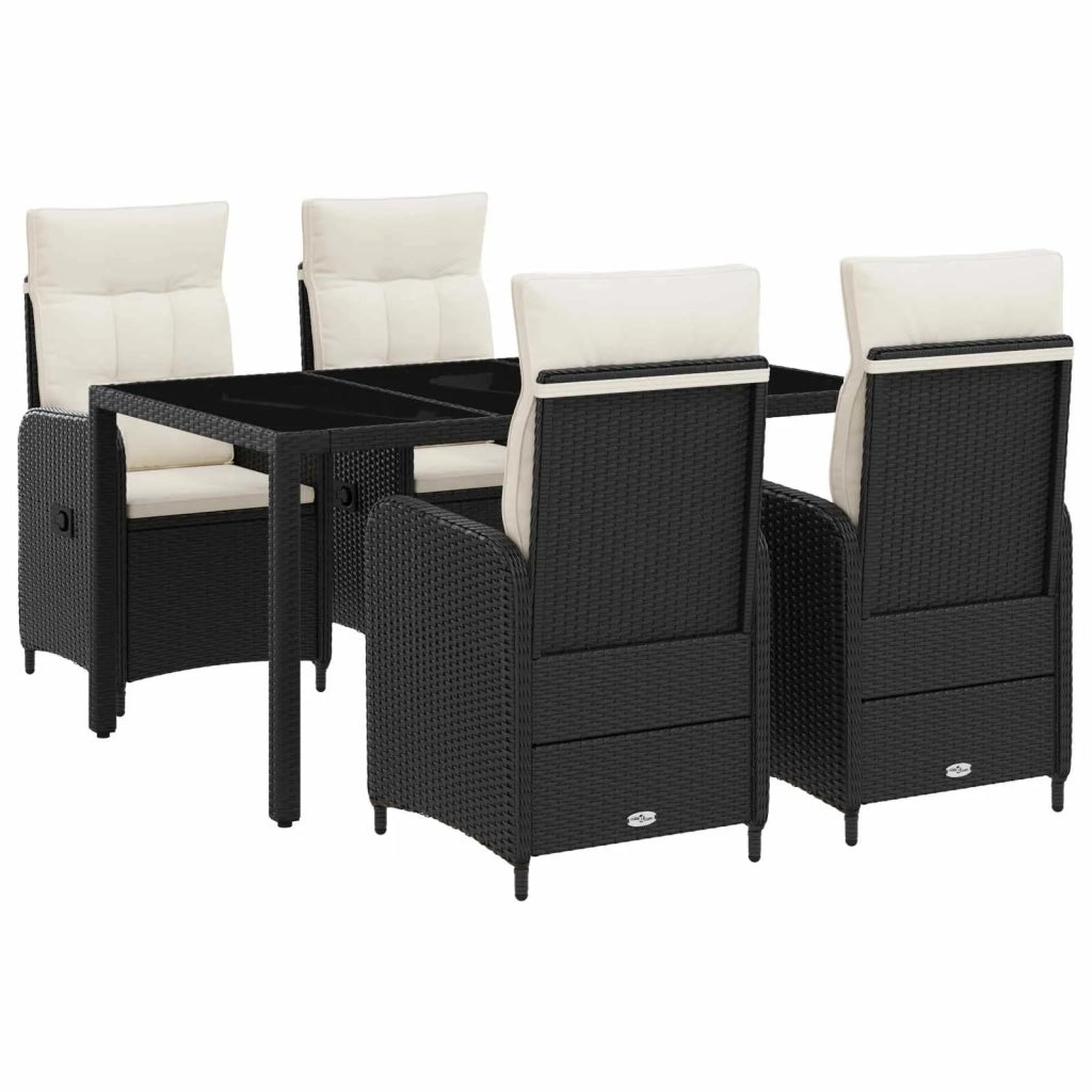 Set da pranzo per esterni 5 pz Nero e Bianco Crema polyrattan 3422300
