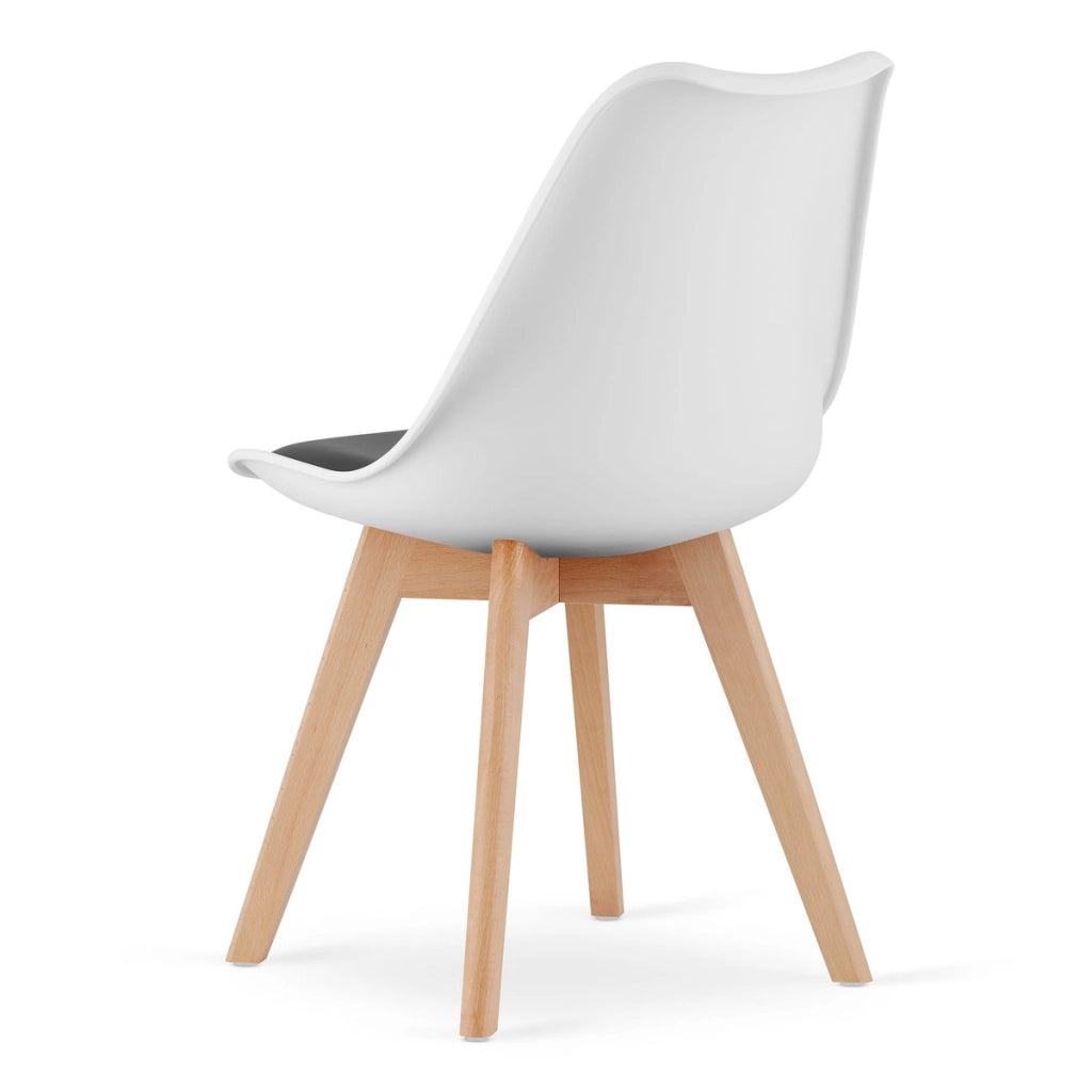 Sedia Mark con cuscino in ecopelle e gambe in faggio