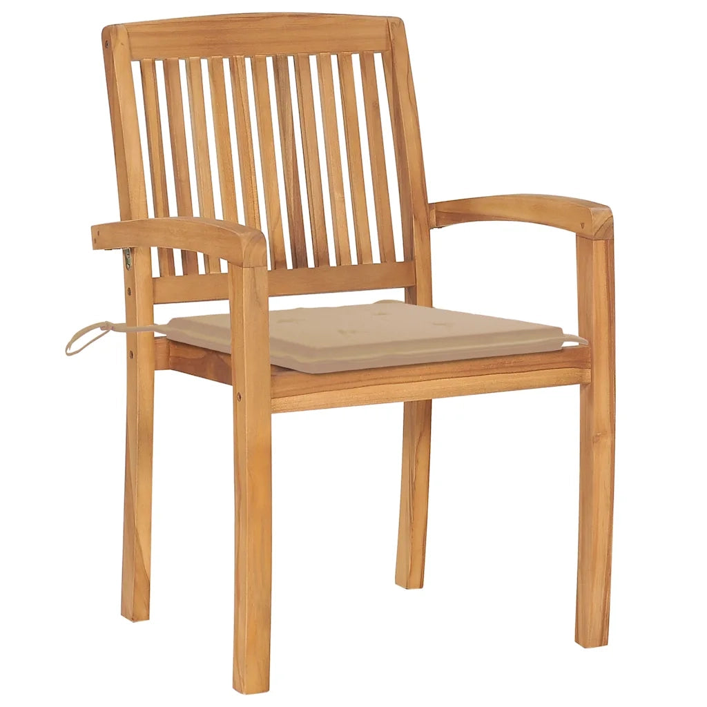 Sedie da Giardino Impilabili con Cuscini 6 pz Massello di Teak 3073228