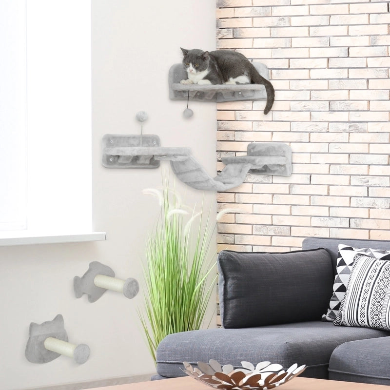 Set da arrampicata per gatti 35.5x34.0x22.5 cm da parete in legno grigio chiaro