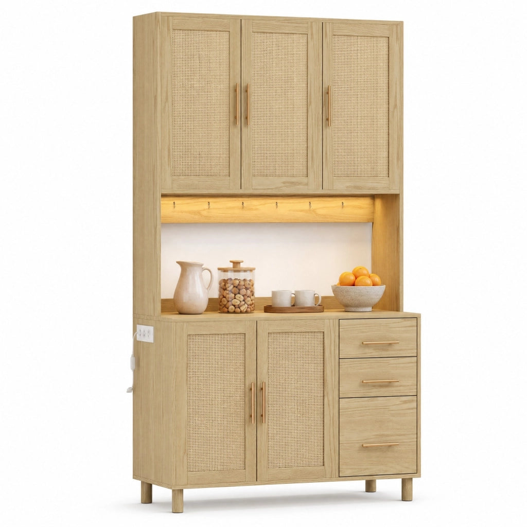 Madia da cucina in MDF con LED multicolore; prese; cassetti e ripiani regolabili
