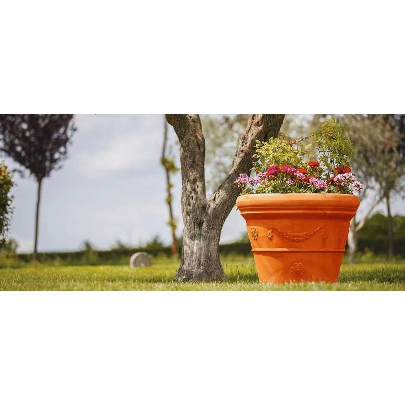 Vaso decorativo classico tradizionale Ø55 H45 in polimero resistente terracotta per piante per giardini e terrazze - Made in Italy - Monacis