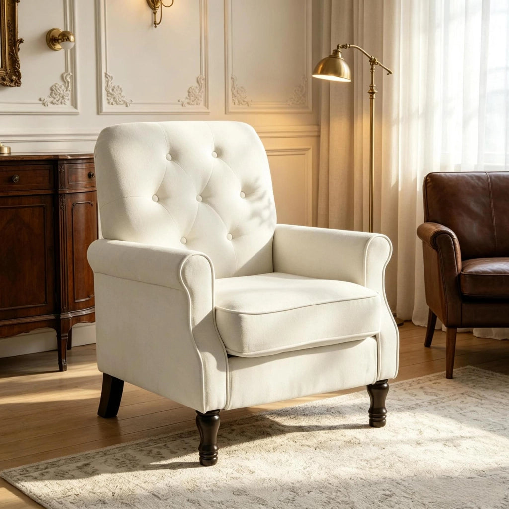 Poltrona lounge 1 posto con rivestimento in lino e cuscino spesso con molle insacchettate