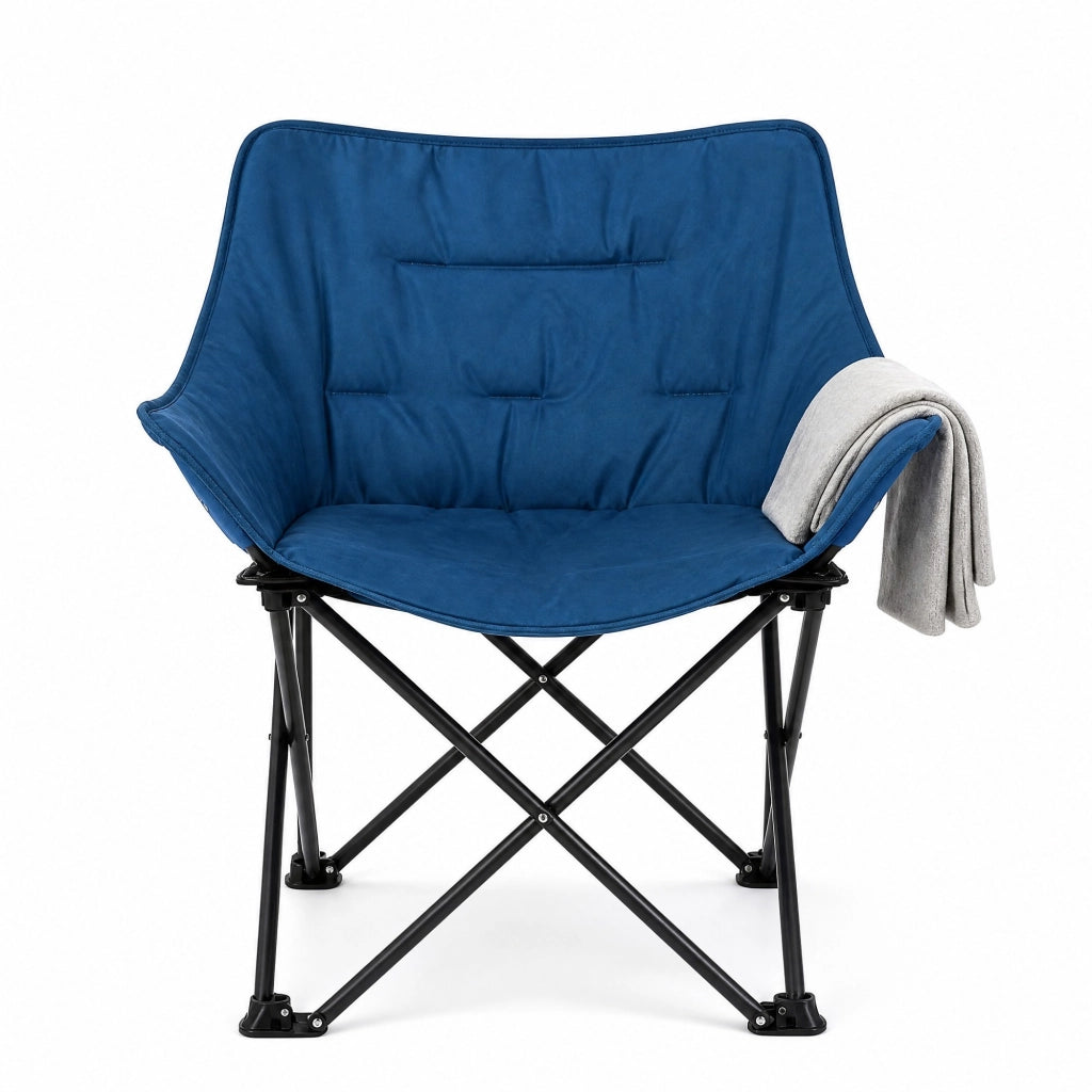 Campingstuhl pieghevole imbottito in metallo nero e blu