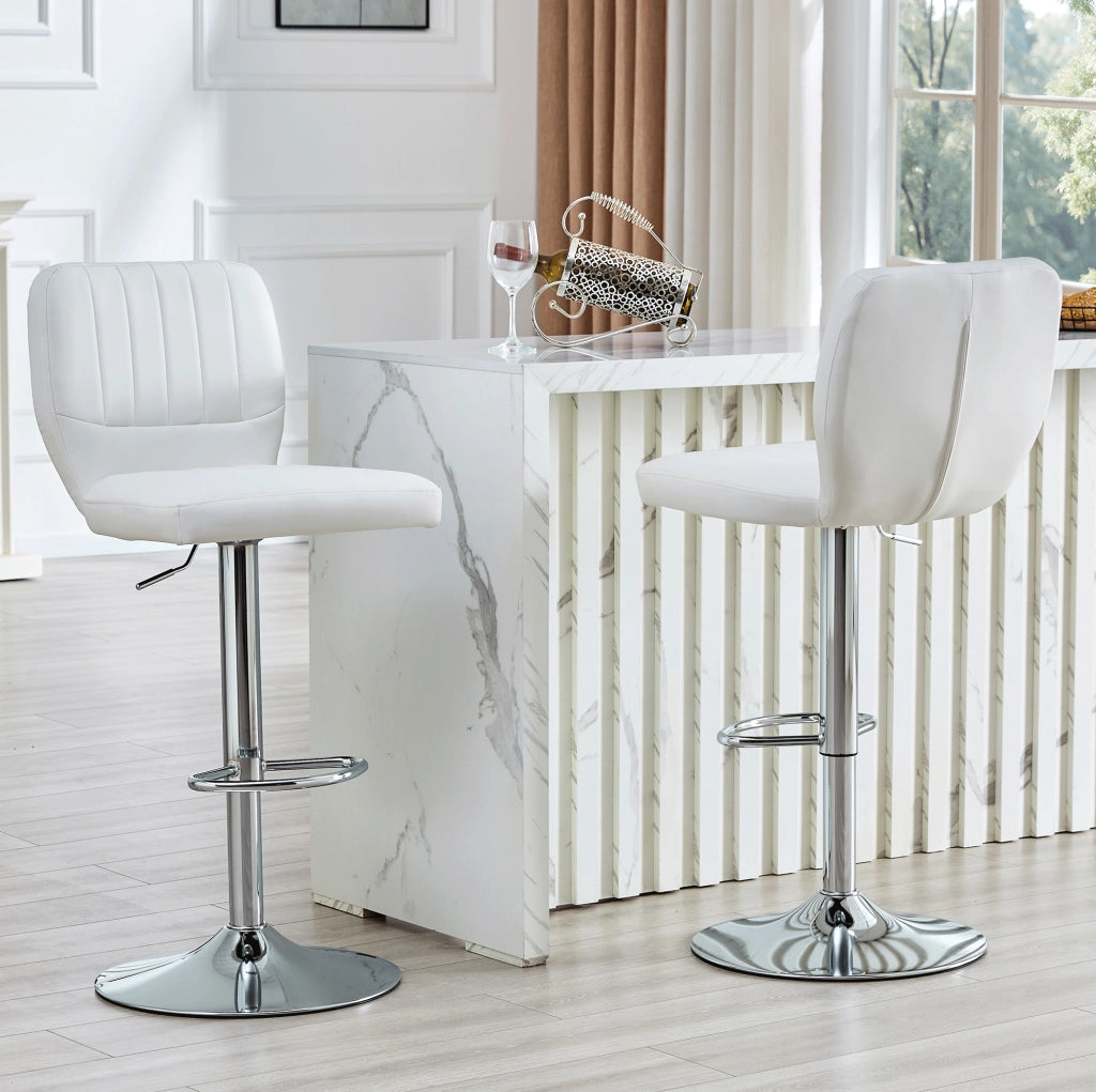Sgabello da bar regolabile 52x45x93-114 cm metallo e PU bianco girevole