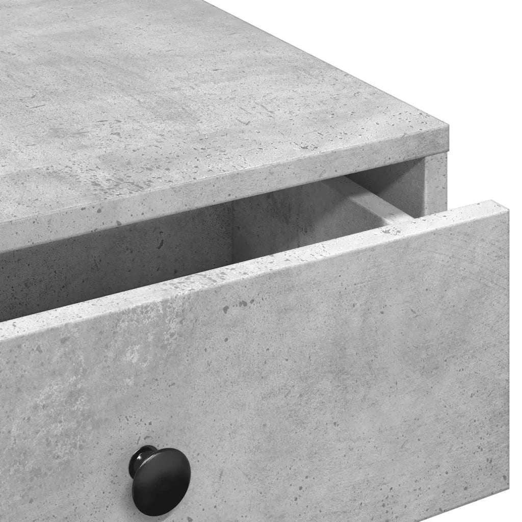 Tavolino da Salotto-Tavolino da soggiorno-Tavolo Grigio Cemento 90x90x28cm Legno Multistrato 140481