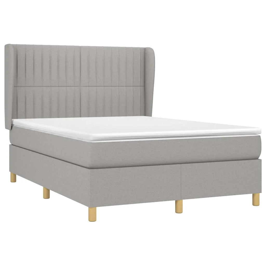 Giroletto a Molle con Materasso Grigio Chiaro 140x190cm Tessuto 3128677