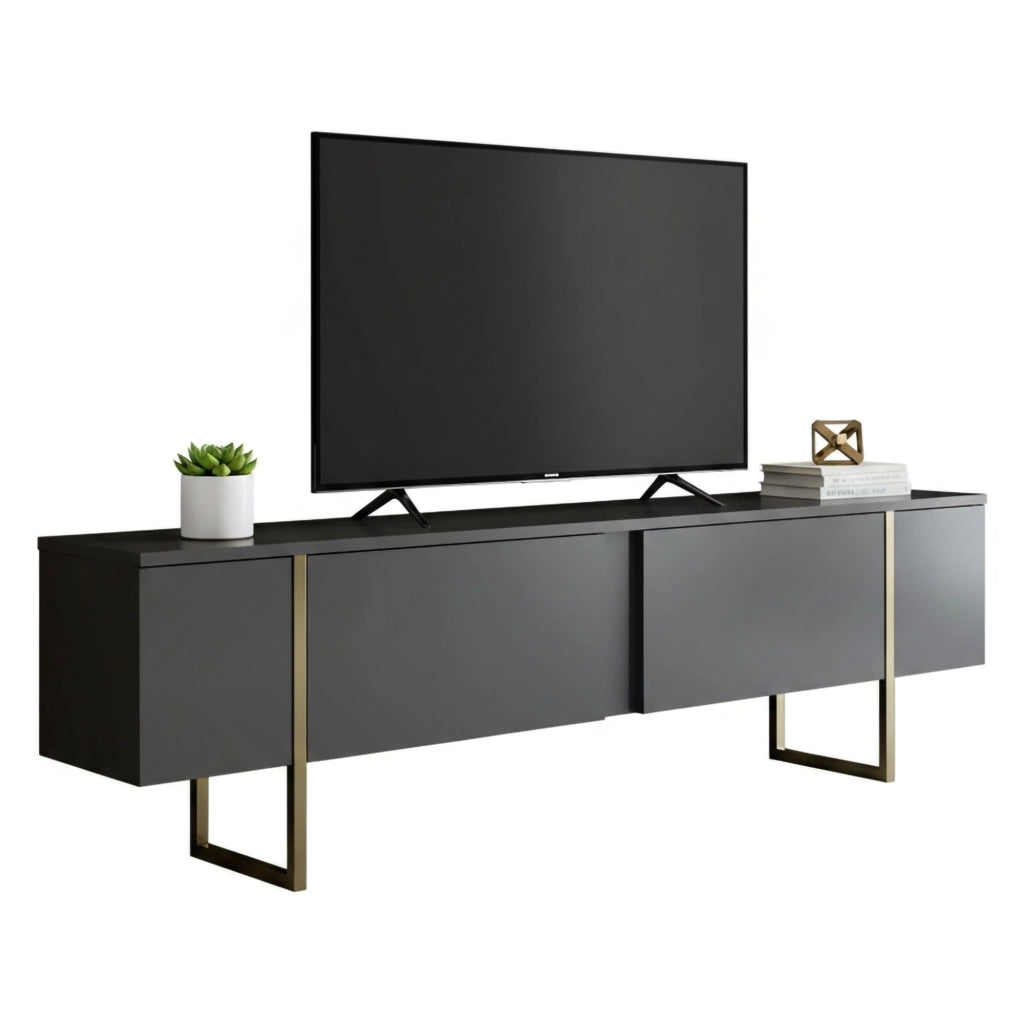 Abishia, Mobile Porta tv Cassetti, 180x30x50h cm Nero Antracite
