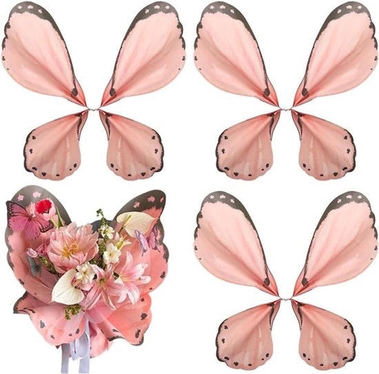 Pacco di imballaggio - Fioriera a forma di farfalla - Rosa - Fiori - Confezione a forma di ali - Attrezzature per fioristi - San Valentino - Matrimonio - 20 pezzi di pacco di imballaggio per fiorista con motivi fiorali