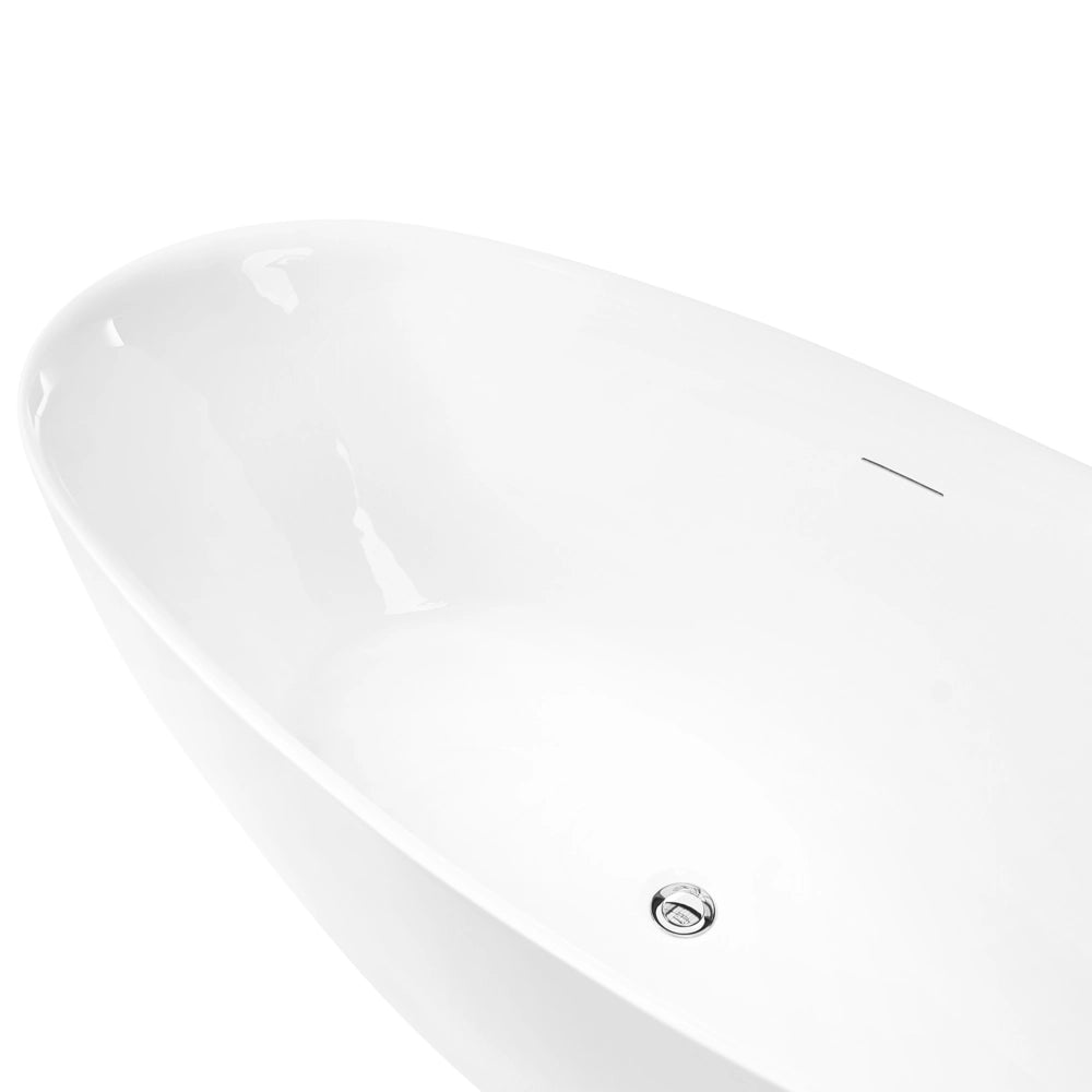 Vasca da bagno freestanding in acrilico bianco 160 cm design moderno forma ovale