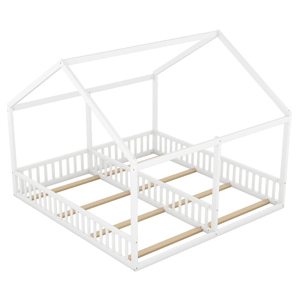 Letto a casetta 90 x 200 con due posti, bianco