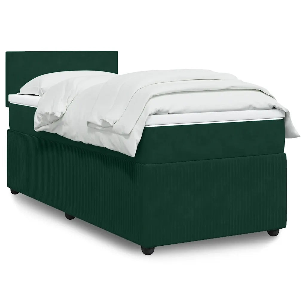 Giroletto a Molle con Materasso Verde Scuro 90x200 cm Velluto