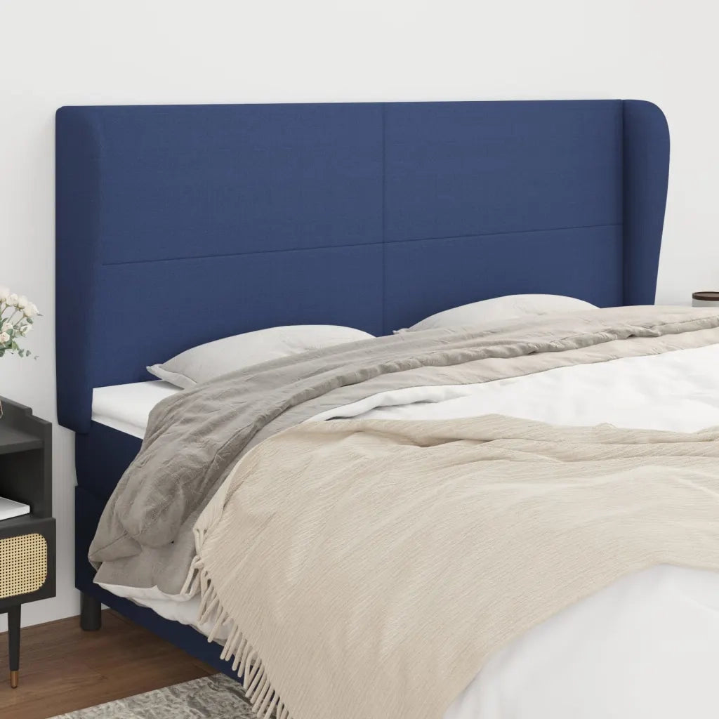 Testiera | Testata ad Orecchio Blu 183x23x118/128 cm in Tessuto