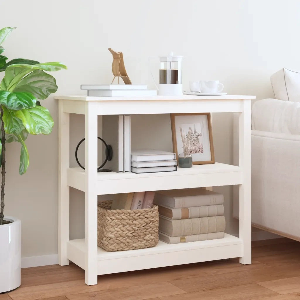 Tavolo Consolle | Tavolo d'Ingresso Bianco 80x40x74 cm in Legno Massello di Pino