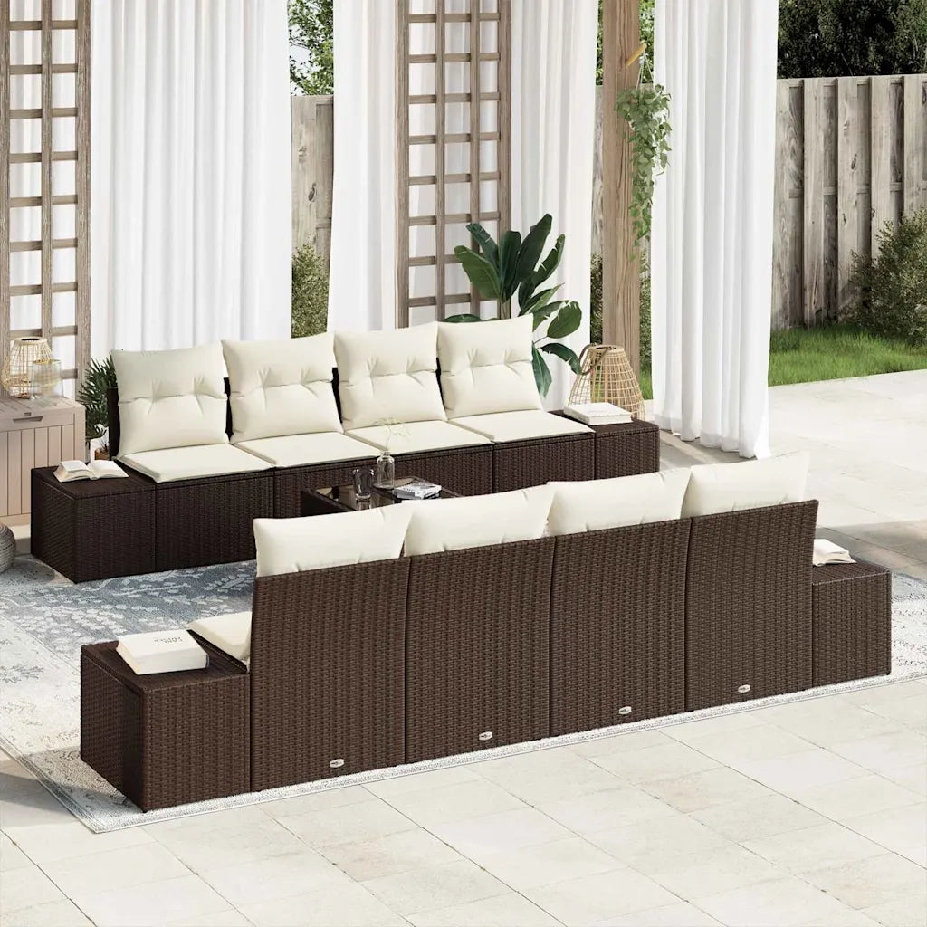 Set Divano da Giardino 7 pcs Marrone e crema polyrattan 3346988