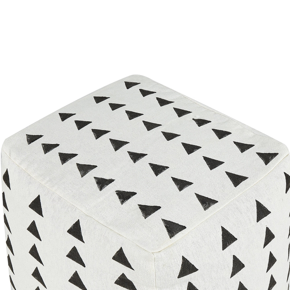 Pouf in cotone bianco e nero 45 x 45 cm Seduta decorativa a motivi geometrici realizzata a mano in stile moderno Boho Soggiorno Camera da letto