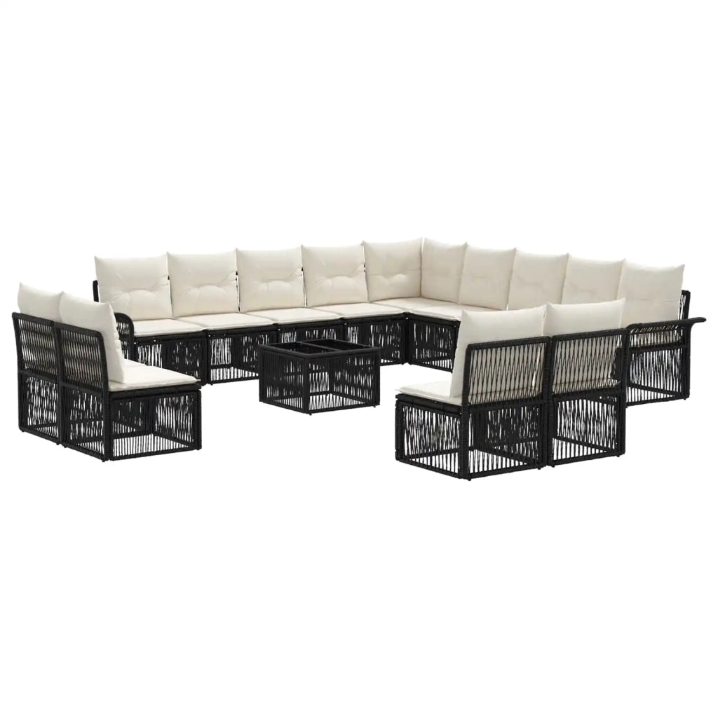 Set Divano da Giardino 14 pz Nero polyrattan 3434995